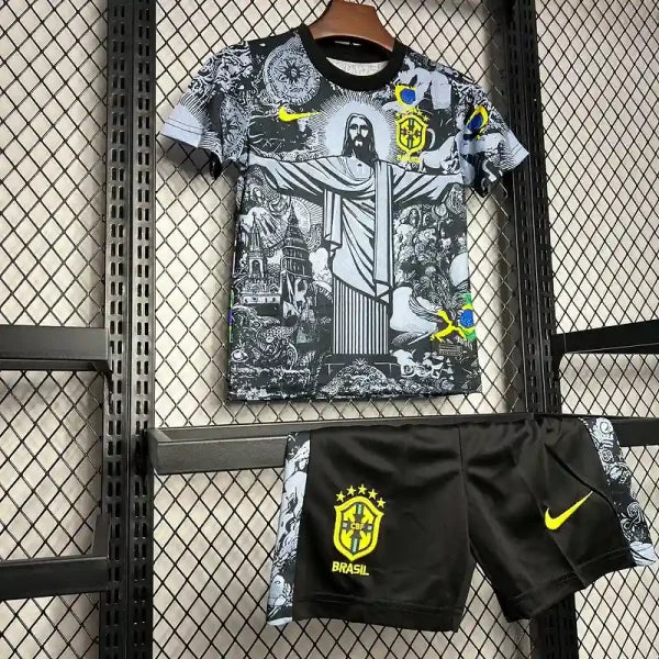 Ensemble enfant Brésil 25/26 Editions spéciale "Christ Rédempteur" Extérieur- Manche courtes - Ensemble Maillot Short Enfant- Jaune (Copie)