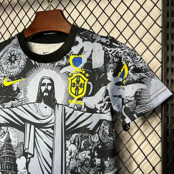 Ensemble enfant Brésil 25/26 Editions spéciale "Christ Rédempteur" Extérieur- Manche courtes - Ensemble Maillot Short Enfant- Jaune (Copie)