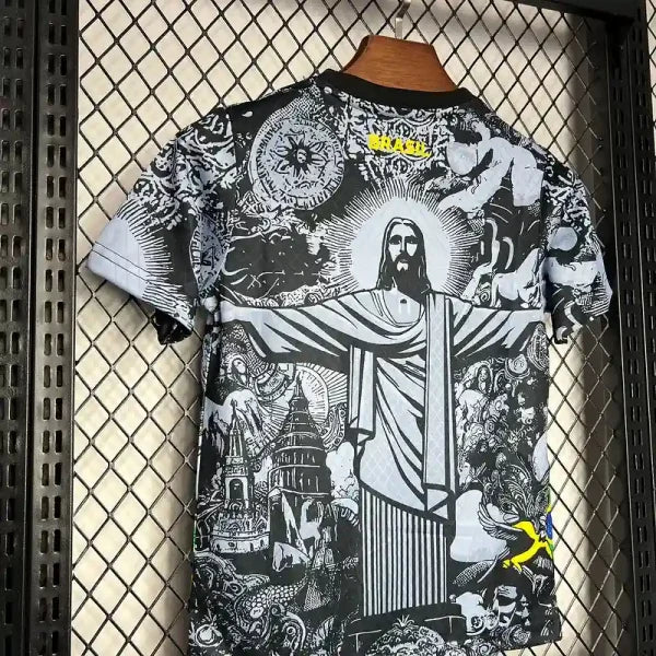 Ensemble enfant Brésil 25/26 Editions spéciale "Christ Rédempteur" Extérieur- Manche courtes - Ensemble Maillot Short Enfant- Jaune (Copie)