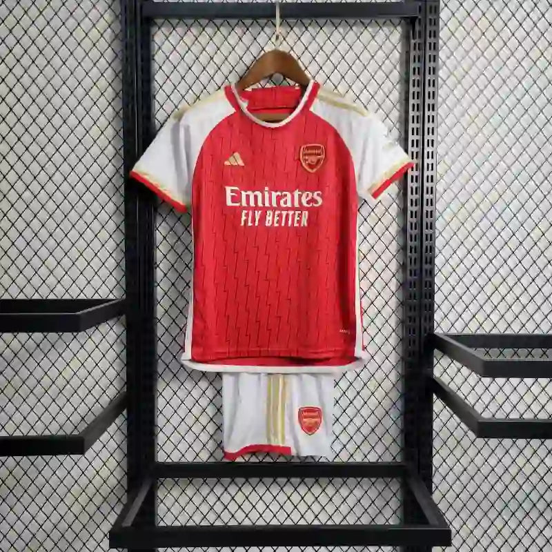 Ensemble Enfant Arsenal Domicile 2023/2024 – Maillot + Short – Rouge & Blanc