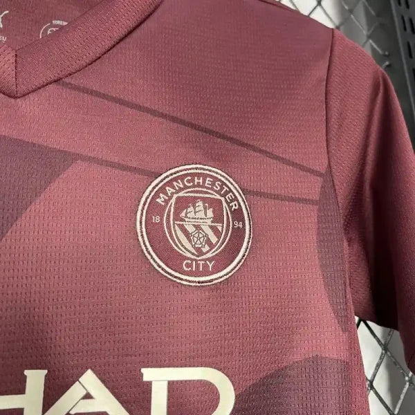 Ensemble enfant Manchester City FC 2024/2025 – Ensemble Second Extérieur Enfant (Couleur Bordeaux)