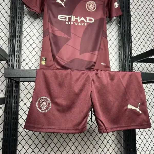 Ensemble enfant Manchester City FC 2024/2025 – Ensemble Second Extérieur Enfant (Couleur Bordeaux)