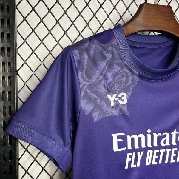Ensemble Enfant Real Madrid 2025/2026 – Édition Y-3 Violet avec Fleur