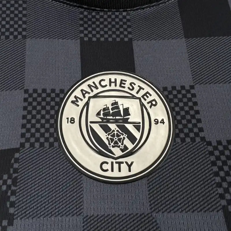 Manchester City FC 2024/2025 – Maillot Édition Spéciale damier Noir et Gris Homme