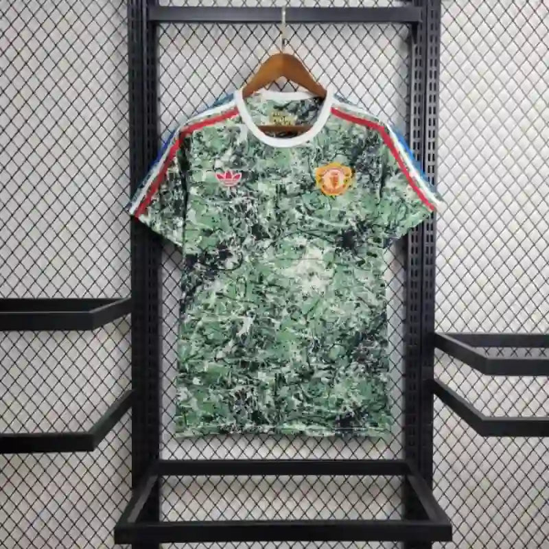 Maillot Manchester United 2024/2025 – Maillot Football Homme (Vert avec Motifs Blancs)