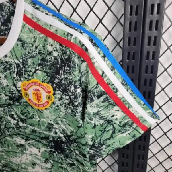 Maillot Manchester United 2024/2025 – Maillot Football Homme (Vert avec Motifs Blancs)