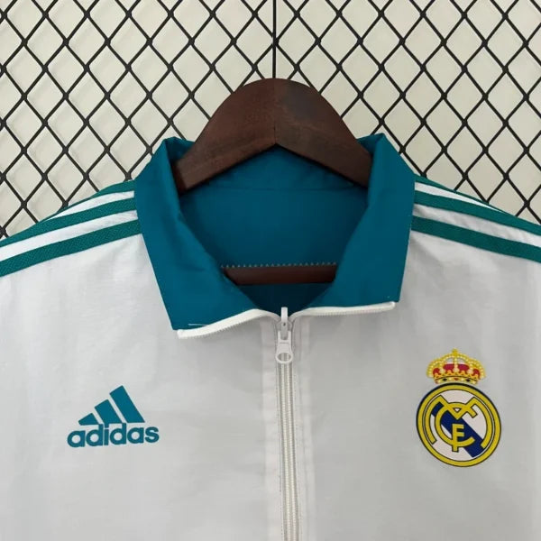 Veste trench-Coat real Madrid Reversbile 24/25 blanc bleu