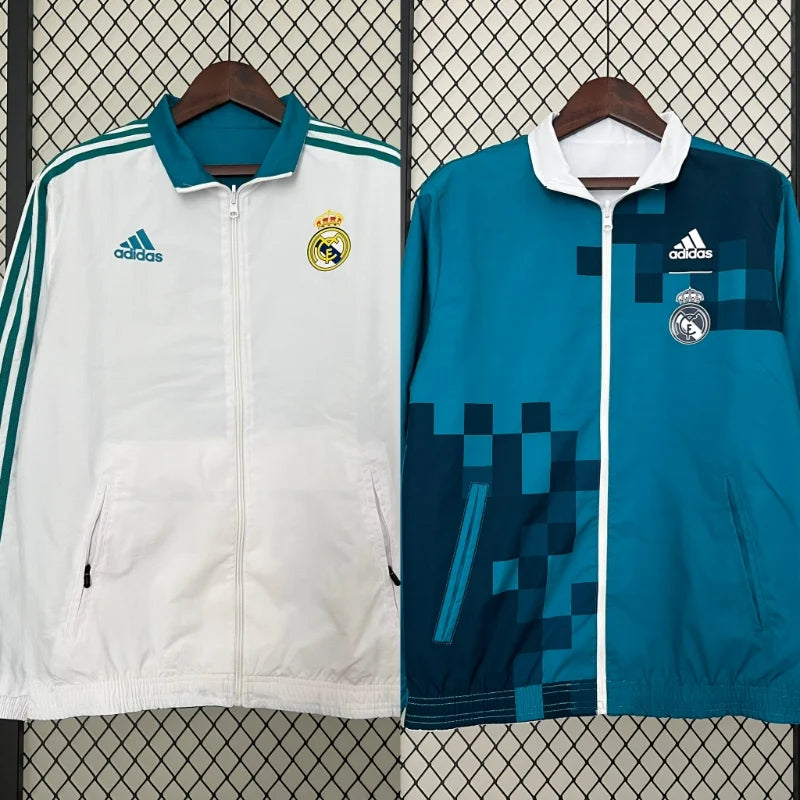 Veste trench-Coat real Madrid Reversbile 24/25 blanc bleu