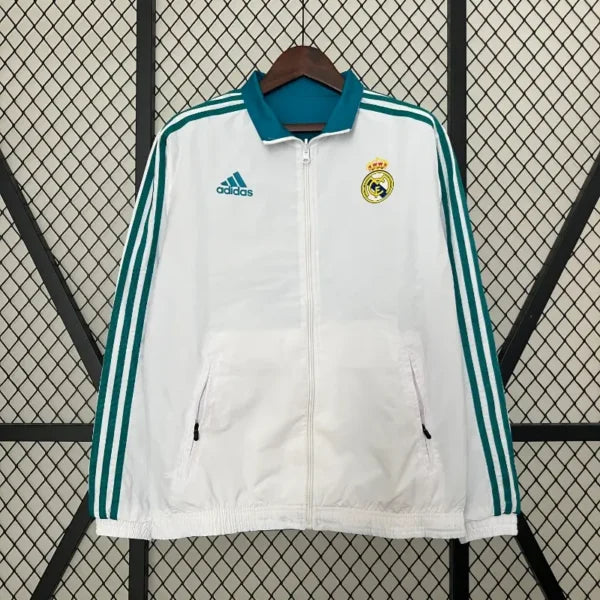 Veste trench-Coat real Madrid Reversbile 24/25 blanc bleu