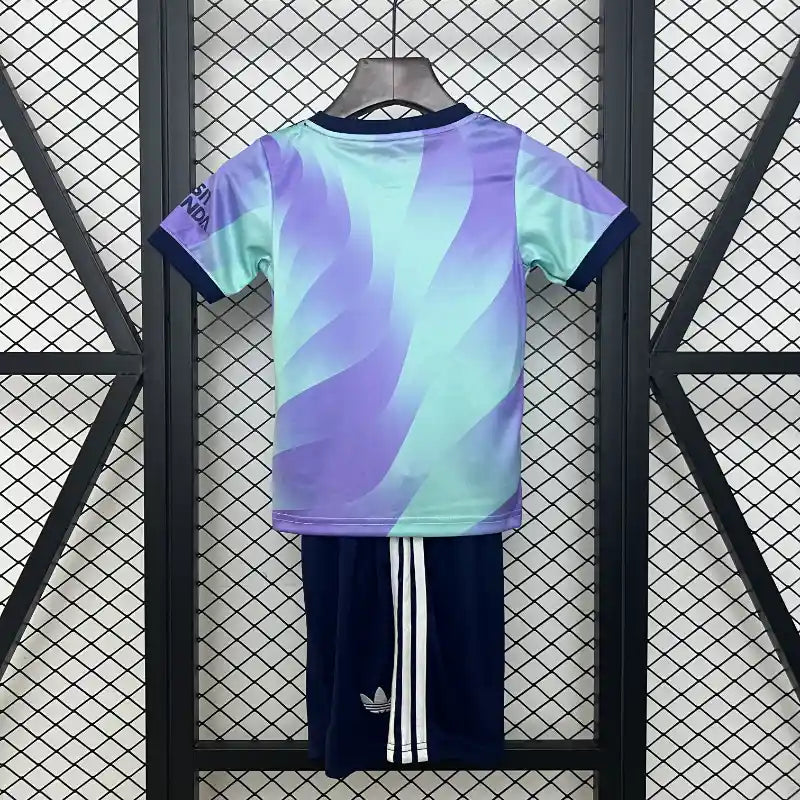 Ensemble Enfant Arsenal Third 2024/2025 – Maillot + Short – Bleu Aqua Violet