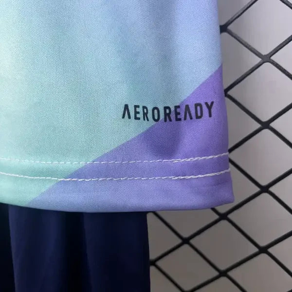 Ensemble Enfant Arsenal Third 2024/2025 – Maillot + Short – Bleu Aqua Violet