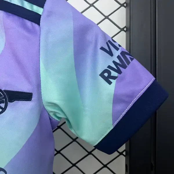 Ensemble Enfant Arsenal Third 2024/2025 – Maillot + Short – Bleu Aqua Violet