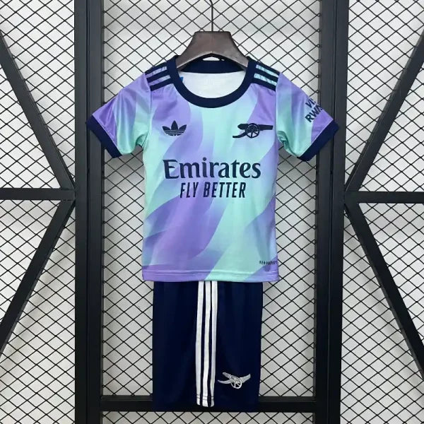 Ensemble Enfant Arsenal Third 2024/2025 – Maillot + Short – Bleu Aqua Violet