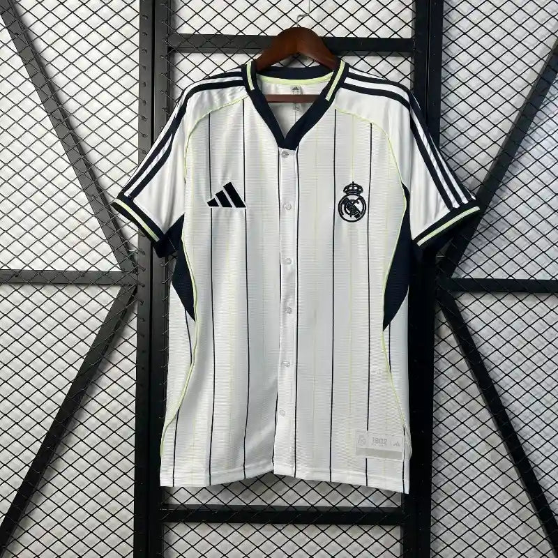 Maillot Real Madrid 2025/26 Édition Spéciale Baseball – Blanc-Noir-Jaune