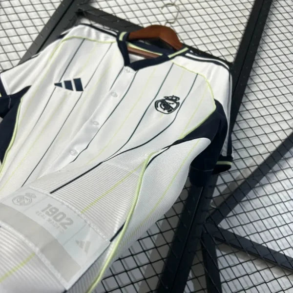 Maillot Real Madrid 2025/26 Édition Spéciale Baseball – Blanc-Noir-Jaune