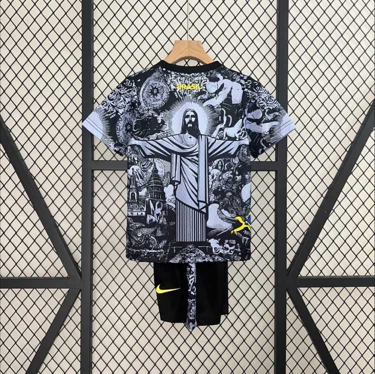 Maillots Enfant Domicile Brésil 24/25 Gris Taille 16-28