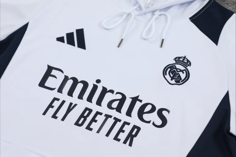 Survêtement Entraînement Real Madrid 2024/2025 Blanc et Bleu Foncé S-XXL