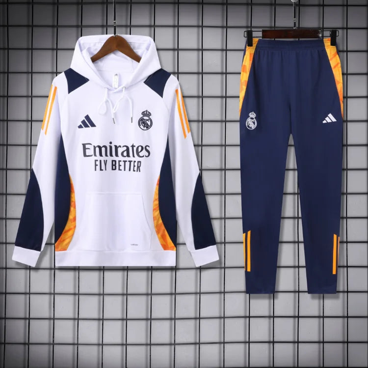 Survêtement Entraînement Real Madrid 2024/2025 Blanc et Bleu Foncé S-XXL