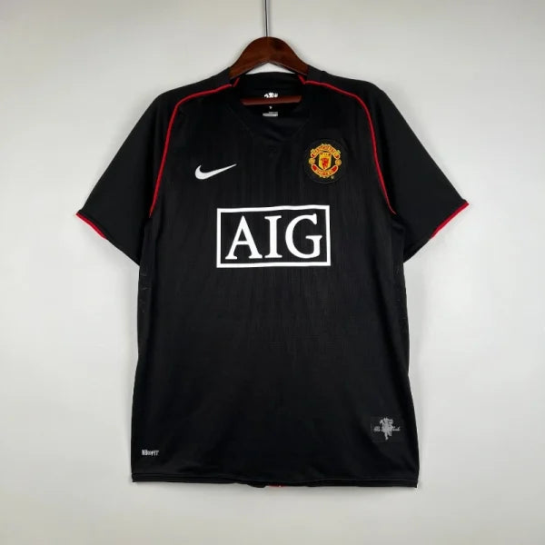 Maillot Manchester United 2007/2008 – Maillot Extérieur Rétro Homme (Noir)