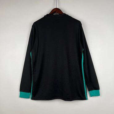 Rétro Maillot Real Madrid Rétro Homme 2017/2018 – Third Noir Manches Bleues Manches Longues