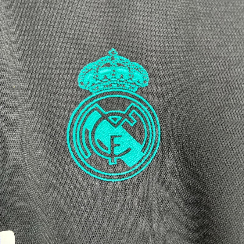 Maillot Real Madrid Rétro Homme 2017/2018 – Third Noir Manches Bleues Manches Longues