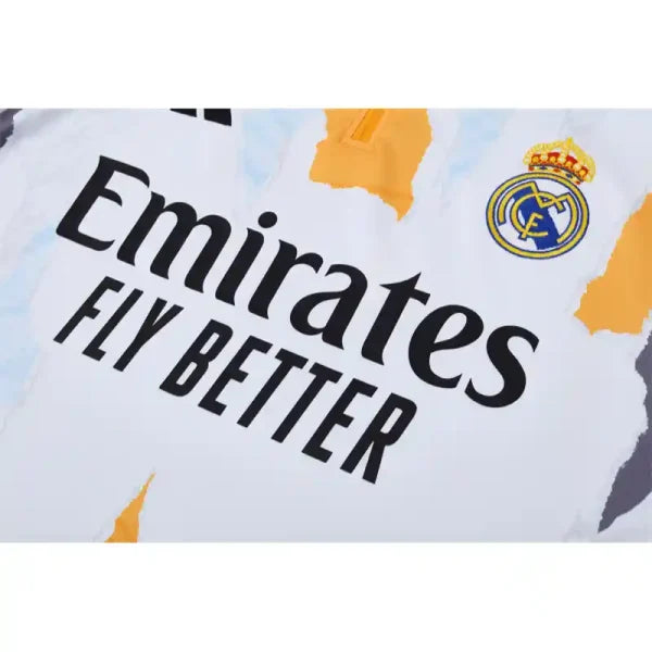 Ensemble Real Madrid 2024/2025- Manches longues Blanc Orange Noir (Third Kit)