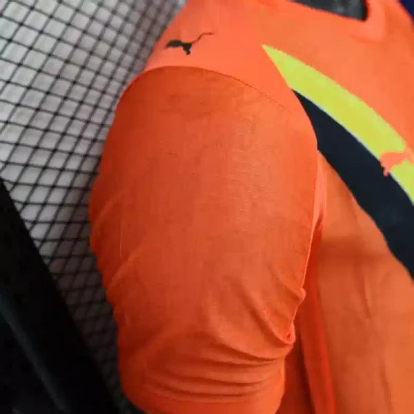 Maillot Manchester City FC 2025/2026 – Maillot Second Extérieur Homme (Orange à Bande Diagonale, Version Joueur)
