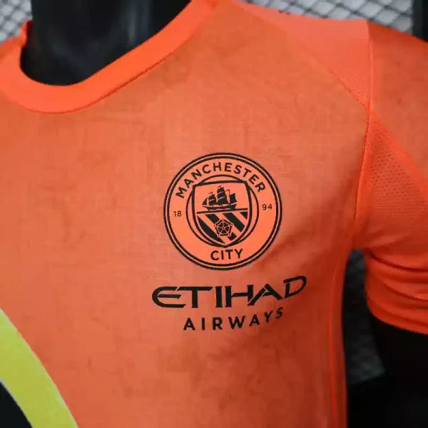 Maillot Manchester City FC 2025/2026 – Maillot Second Extérieur Homme (Orange à Bande Diagonale, Version Joueur)