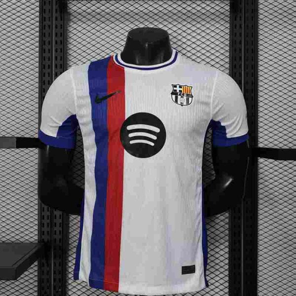 Maillot FC Barcelone 2025/2026 – Maillot Blanc Bicolore à Bande Verticale