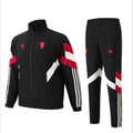 Ensemble Manchester United 2024/2025 – Ensemble Veste + Jogging Homme (Noir avec Bandes Rouges et Blanches)