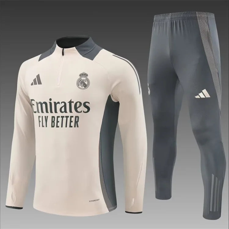 Ensemble Entraînement Real Madrid 2024/2025 Crème S-XXL