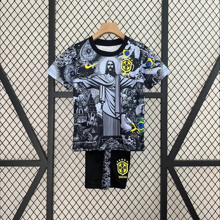 Maillots Enfant Domicile Brésil 24/25 Gris Taille 16-28