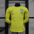 Maillots Homme Domicile Brésil 23/24 Jaune Vert Manches Longues