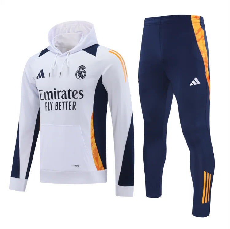 Survêtement Entraînement Real Madrid 2024/2025 Blanc et Bleu Foncé S-XXL