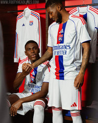 Maillots Olympique Lyonnais-2025/2026-Domicile -Homme--Manches courtes-Blanc-Bleu-Rouge