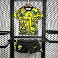 Ensemble enfant Brésil 25/26 Editions spéciale "Christ Rédempteur"- Manche courtes - Ensemble Maillot Short Enfant- Jaune