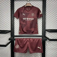 Ensemble enfant Manchester City FC 2024/2025 – Ensemble Second Extérieur Enfant (Couleur Bordeaux)