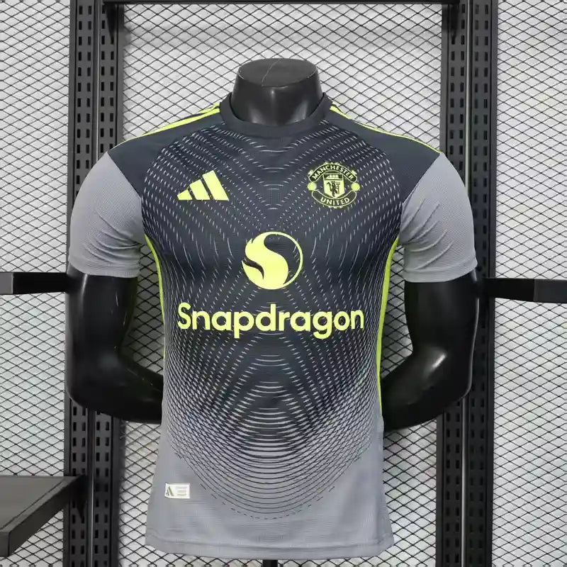 Maillot Manchester United 2025/2026 – Maillot Second Extérieur Joueur (Noir avec Nuances Jaune Fluo)