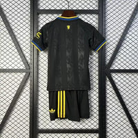 Ensemble enfant Manchester United 2025/2026 – Ensemble second éxtérieur  (Noir avec Finitions Jaunes et Bleues)