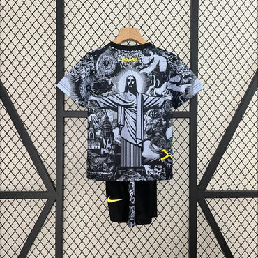 Maillots Enfant Domicile Brésil 24/25 Gris Taille 16-28