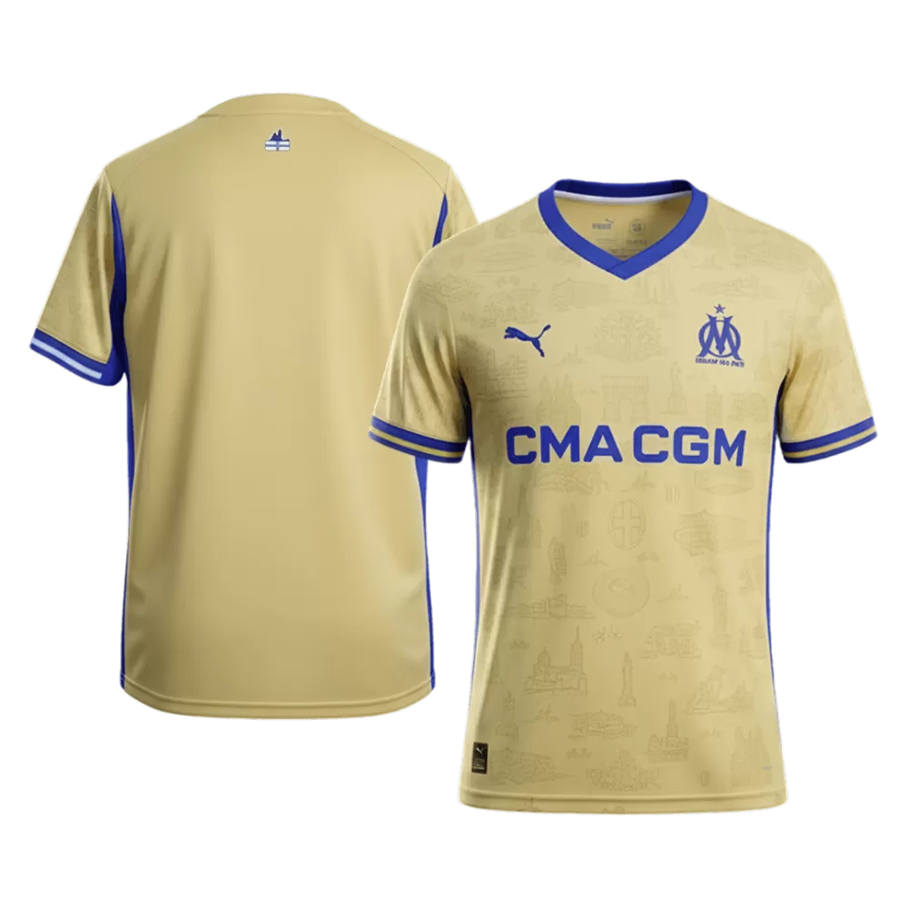 Maillot OM- 2025/2026-3em extérieur- Homme-manche courtes-Or- Olympique de Marseille