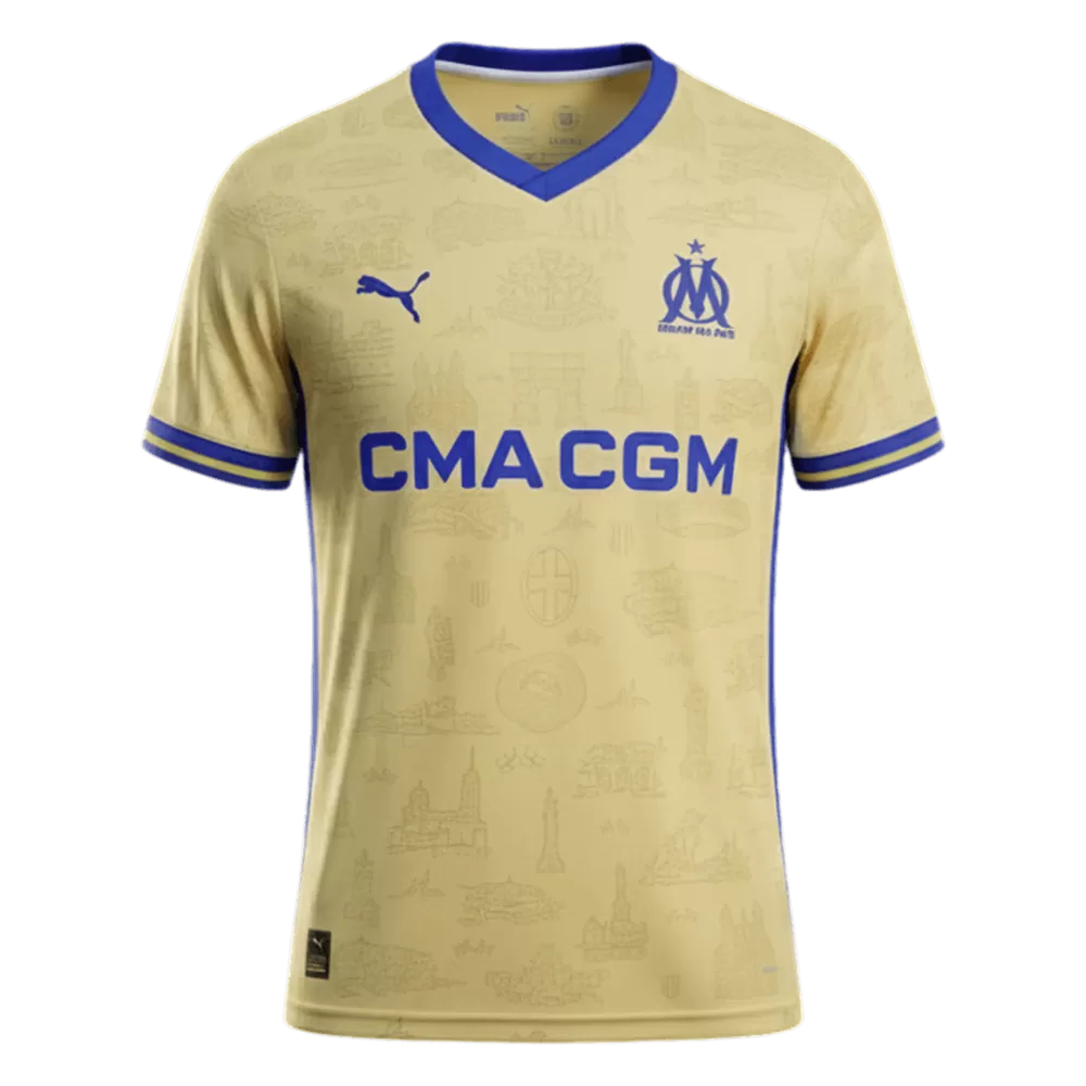 Maillot OM- 2025/2026-3em extérieur- Homme-manche courtes-Or- Olympique de Marseille