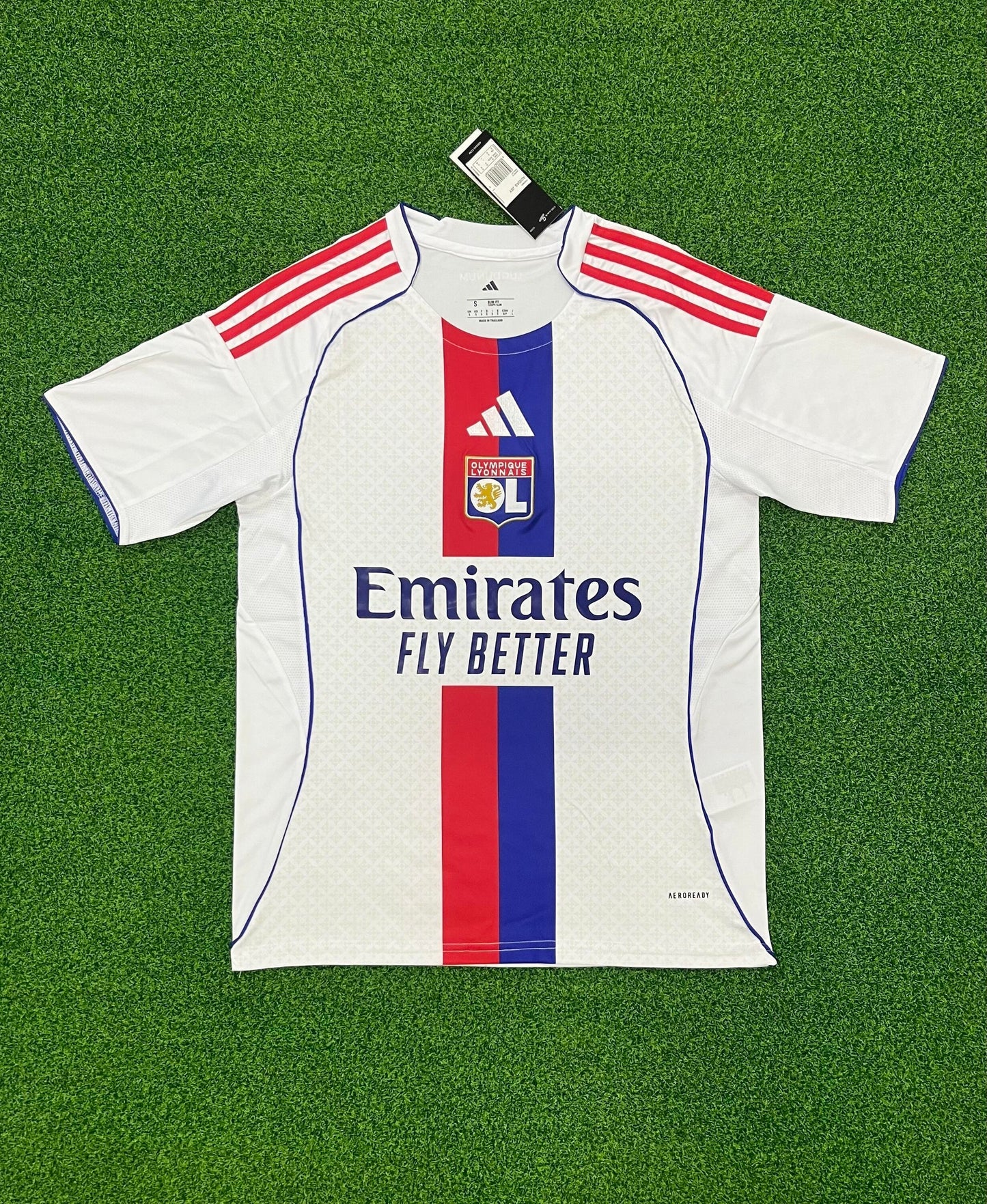 Maillots Olympique Lyonnais-2025/2026-Domicile -Homme--Manches courtes-Blanc-Bleu-Rouge