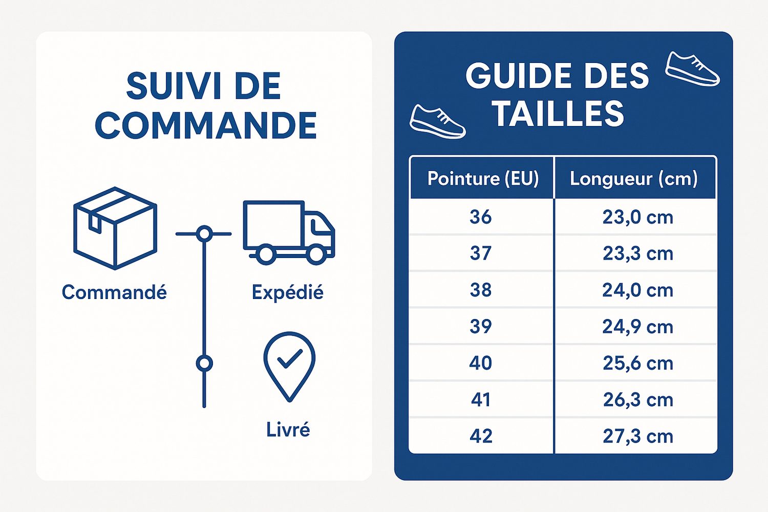 suivi de commande et guide taille